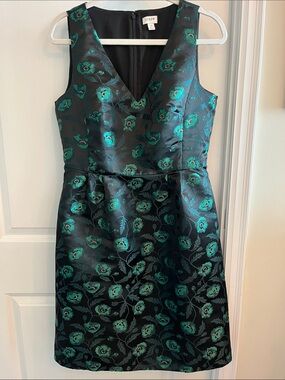 Black Sheath Dress with Emerald Green Floral